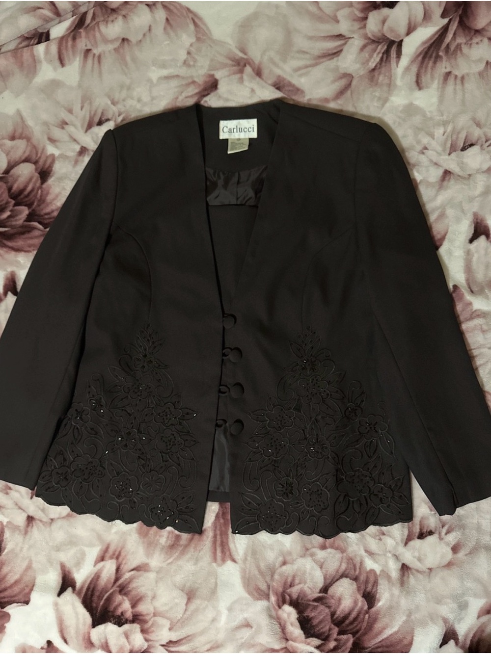 Carlucci Women's Embroidered brown button up size 12